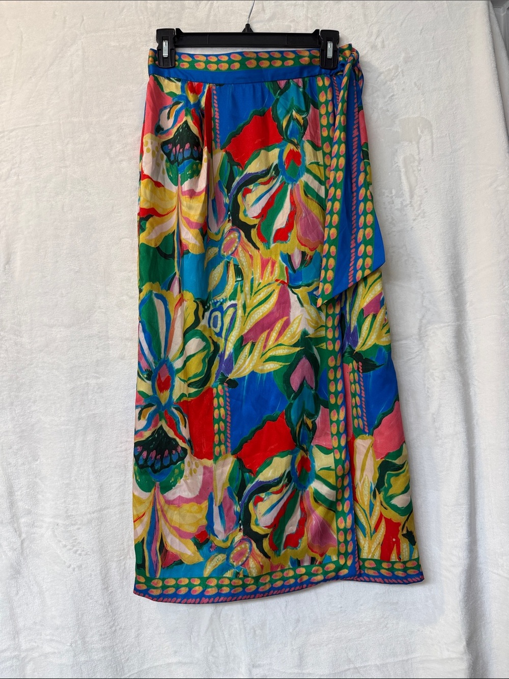 Tahari Bright Blue Floral-Print Wrap Skirt